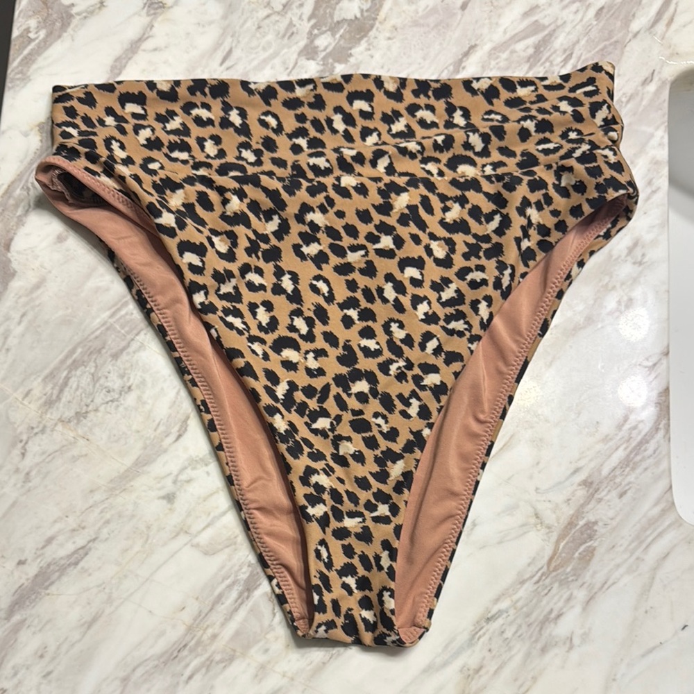 Aerie cheetah high cut cheeky swim bikini bottoms medium